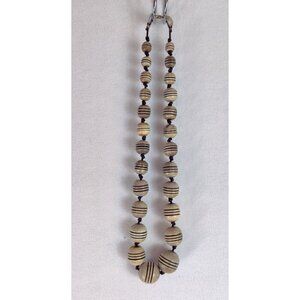 Wooden Bead Necklace by Talbots Tribal Boho Cottage Hippie Vintage Artisan